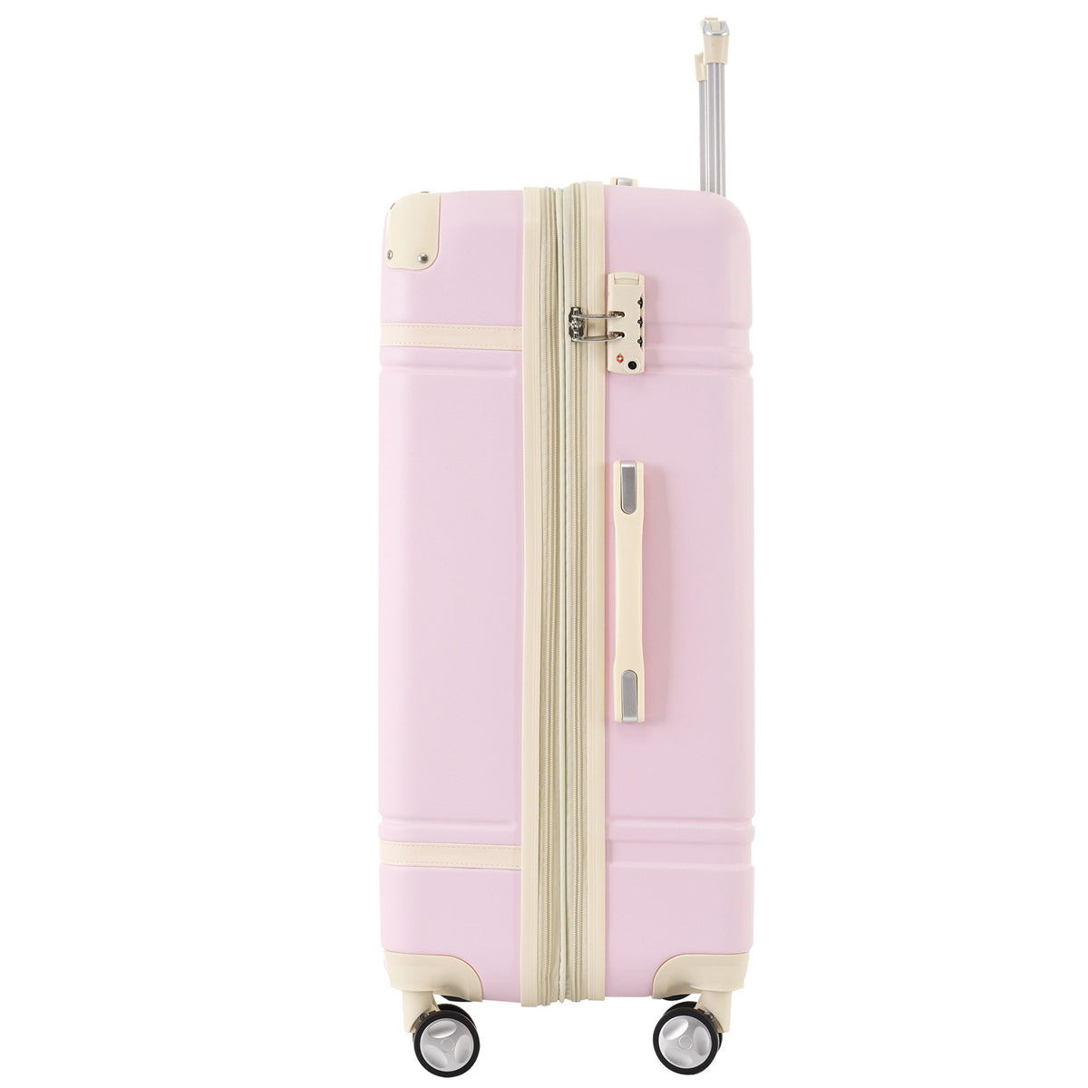 Hardshell Luggage Set With Double Spinner Wheels, Tsa Lock, Lightweight Suitcase, 28" With Bags - Light Pink