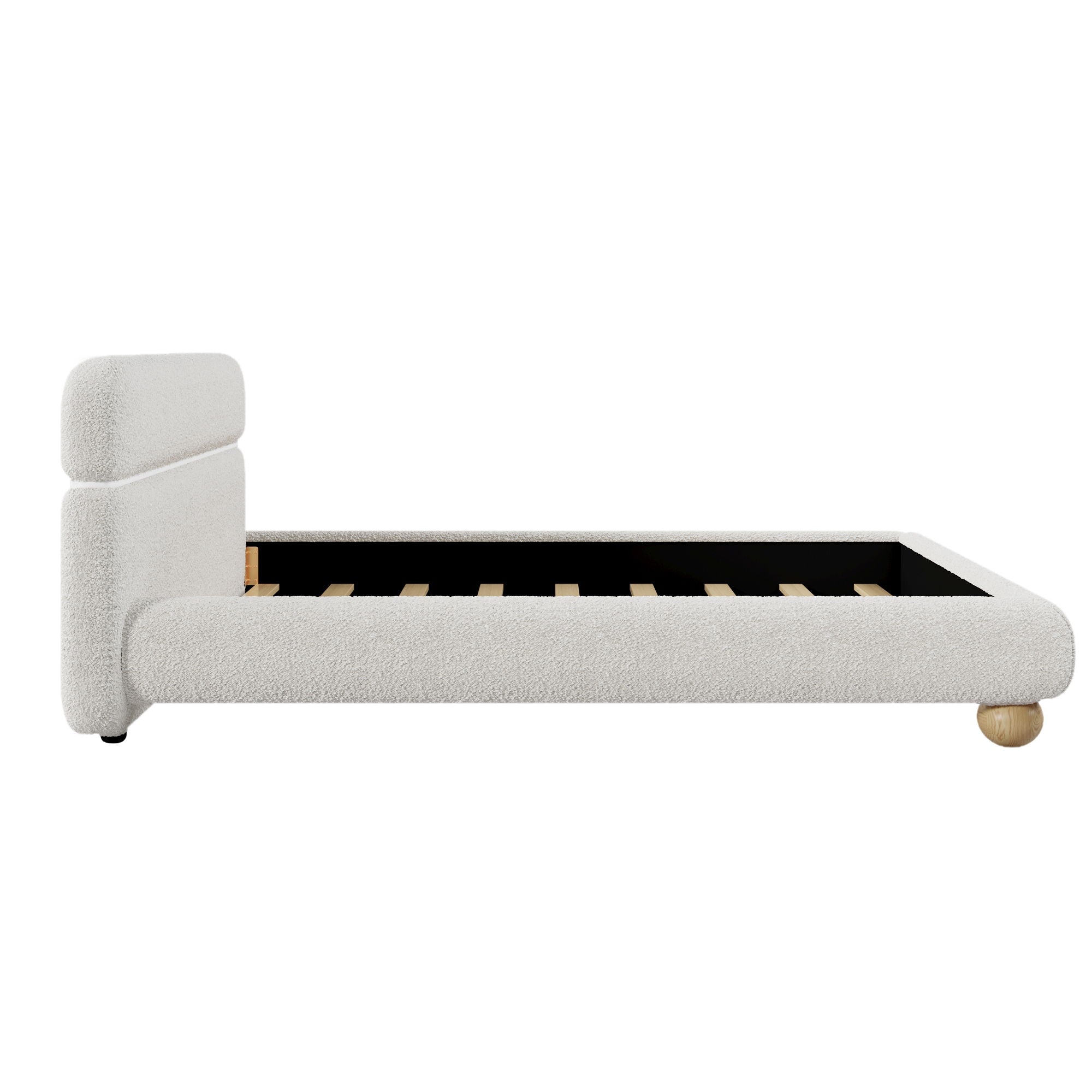 Queen Size Low Profile Upholstered Bed - White