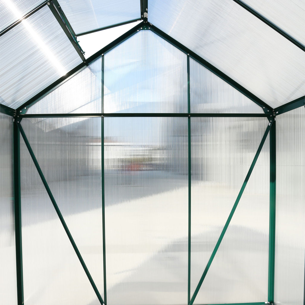 Polycarbonate house, Heavy Duty Outdoor Aluminum Walk-In House Kit With Rain Gutter, Vent And Door For Backyard Garden