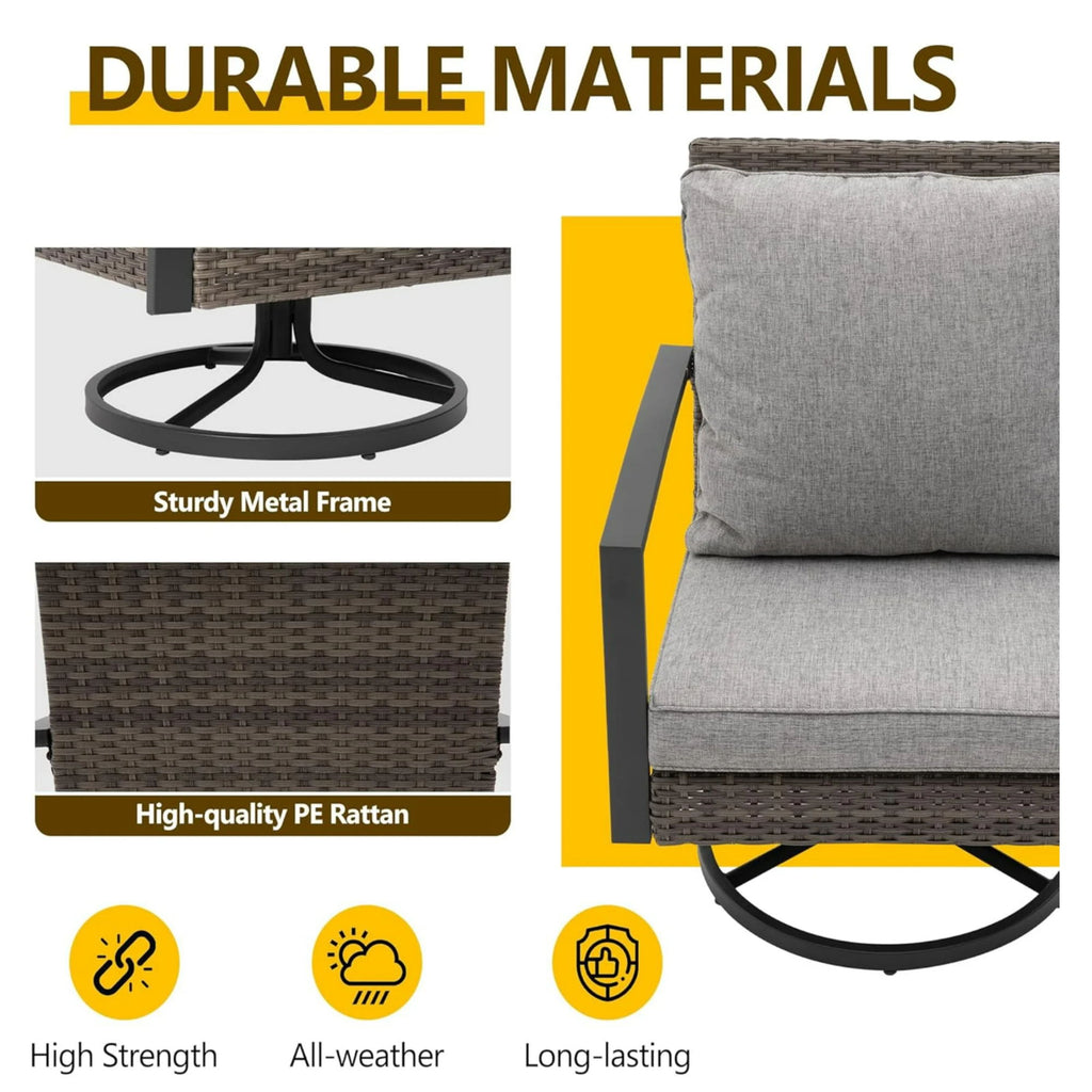 Swivel Rocker Patio Chairs With Cushions, All Weather (Set of 2) - Gray