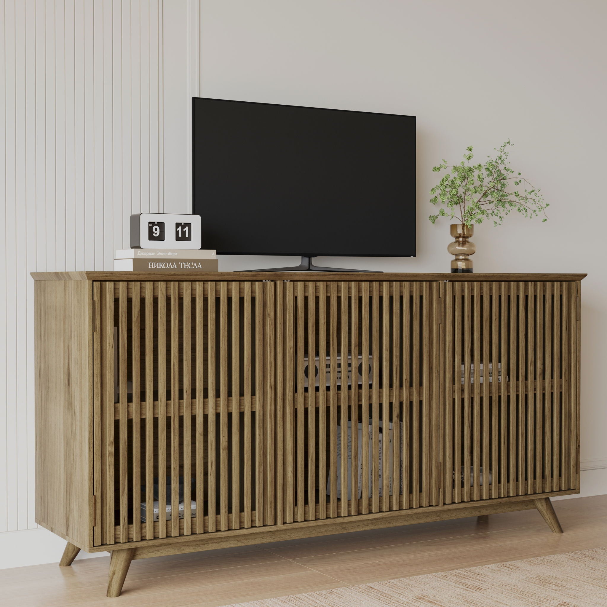 TV Stand With Adjustable Shelf - Natural