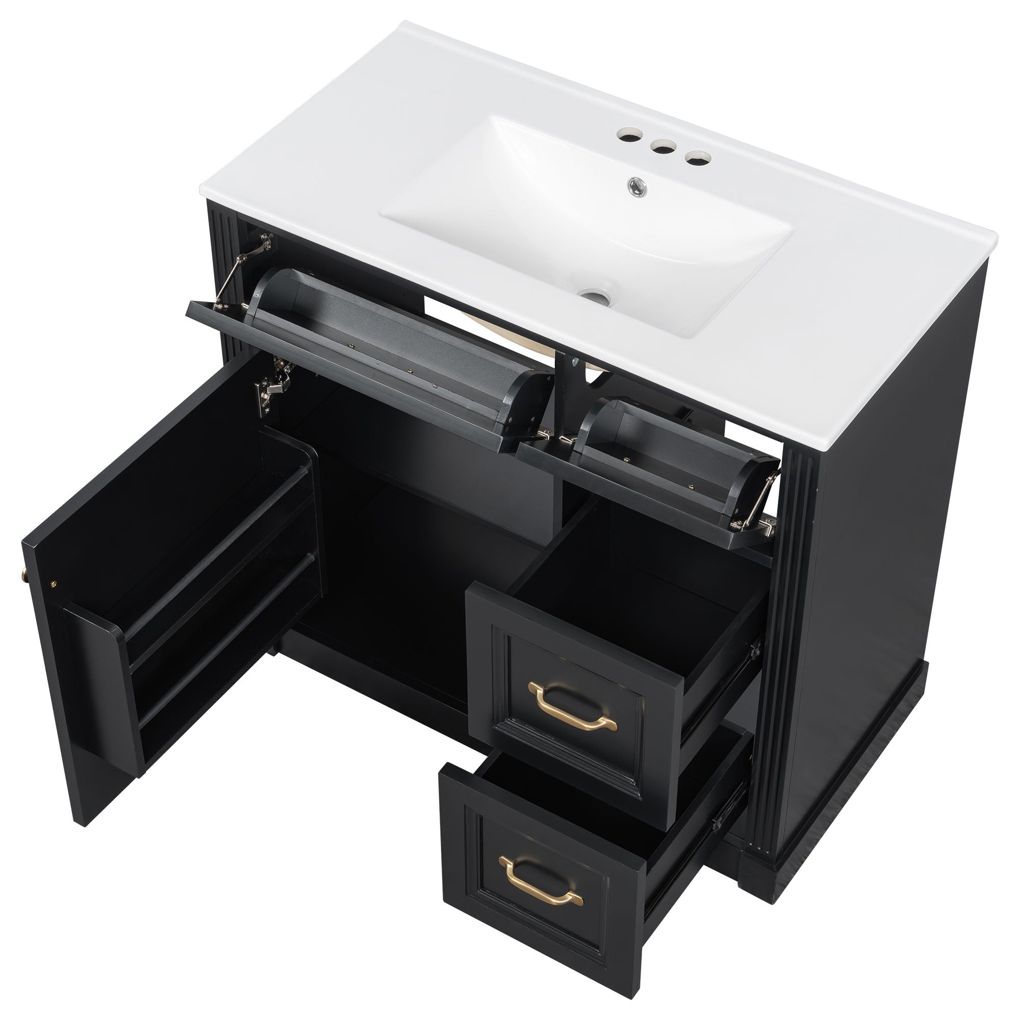 Modern Bathroom Vanity With Sink, 4 Drawers, Soft-Close Door, Adjustable Shelf