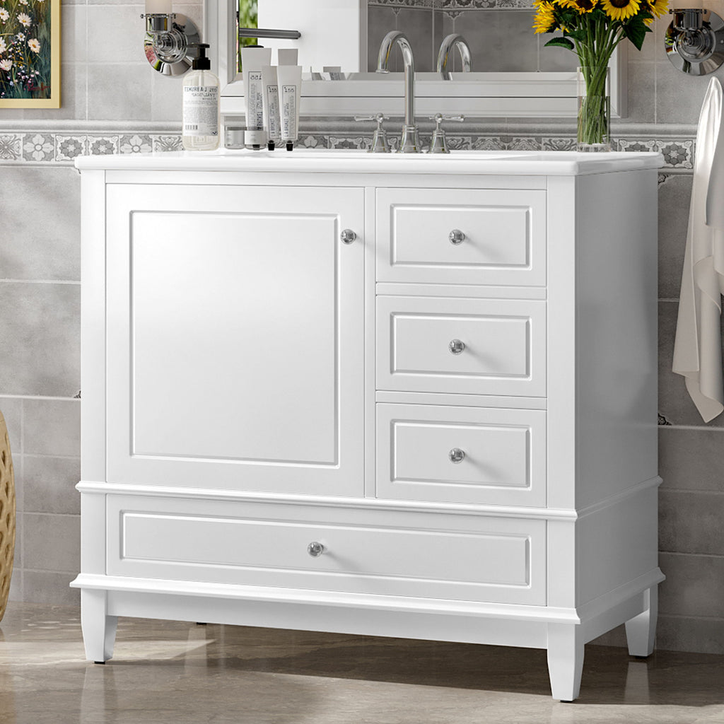 Modern Bathroom Vanity With Sink, 3 Drawers & Cabinet