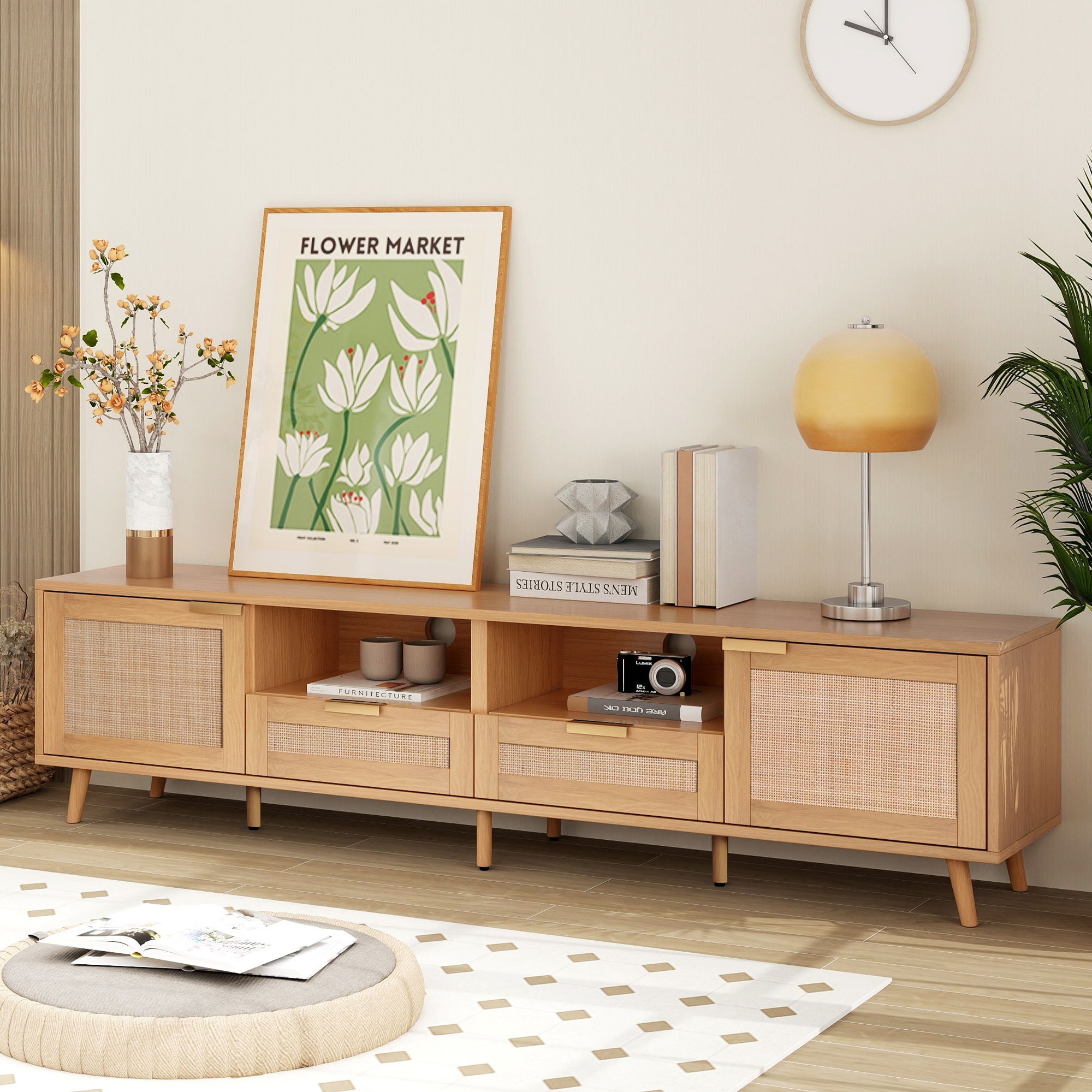 TV Stand, Media Console With Cable Management