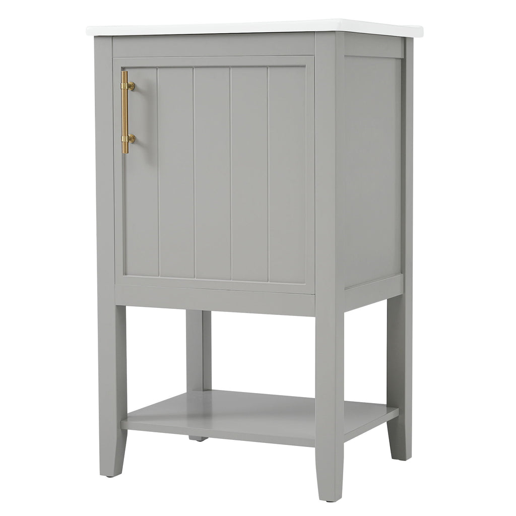 Modern Bathroom Vanity With Sink, Soft-Closing Door And Open Shelf