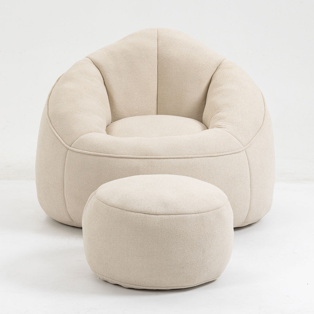 Bedding Bean Bag Sofa Chair High Pressure Foam With Footrest