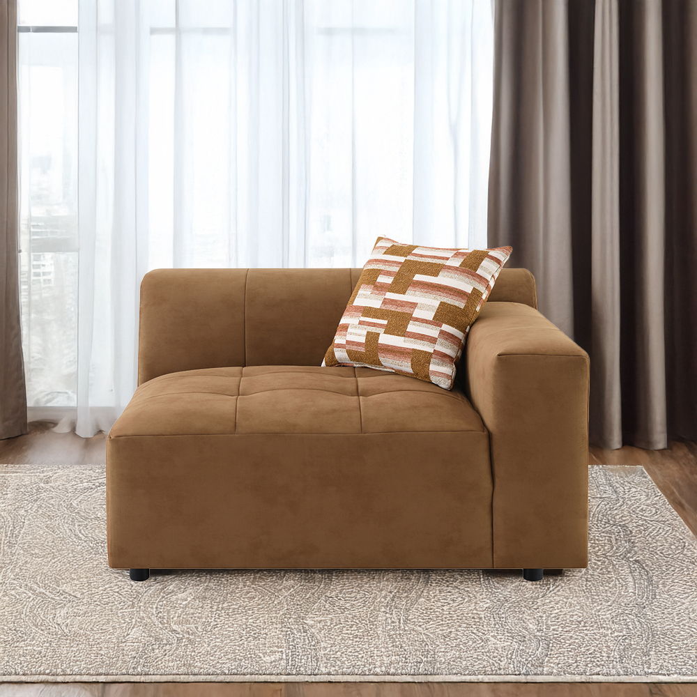 Zoey - Modular - RF Arm Chair With Pillow - Chocolate Suede