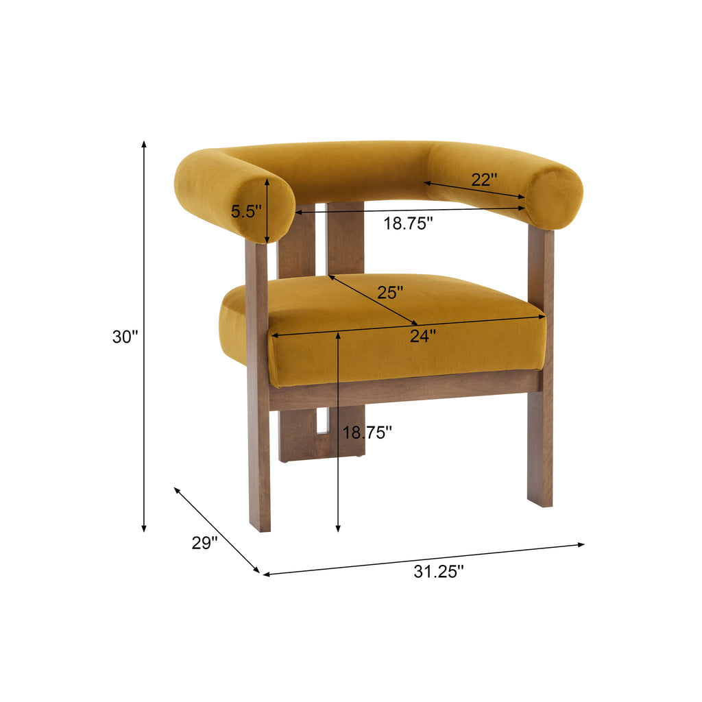 Modern Upholstered Round Arm Accent Chair With Upholstery