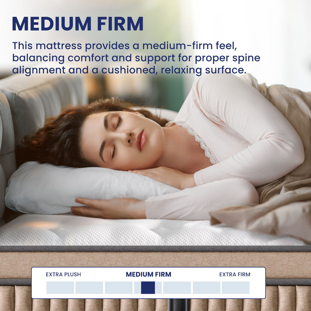14" Mattress Hotel Collection Hybrid Mattress With Gel Memory Foam & Pocket Springs - Brown / White - King