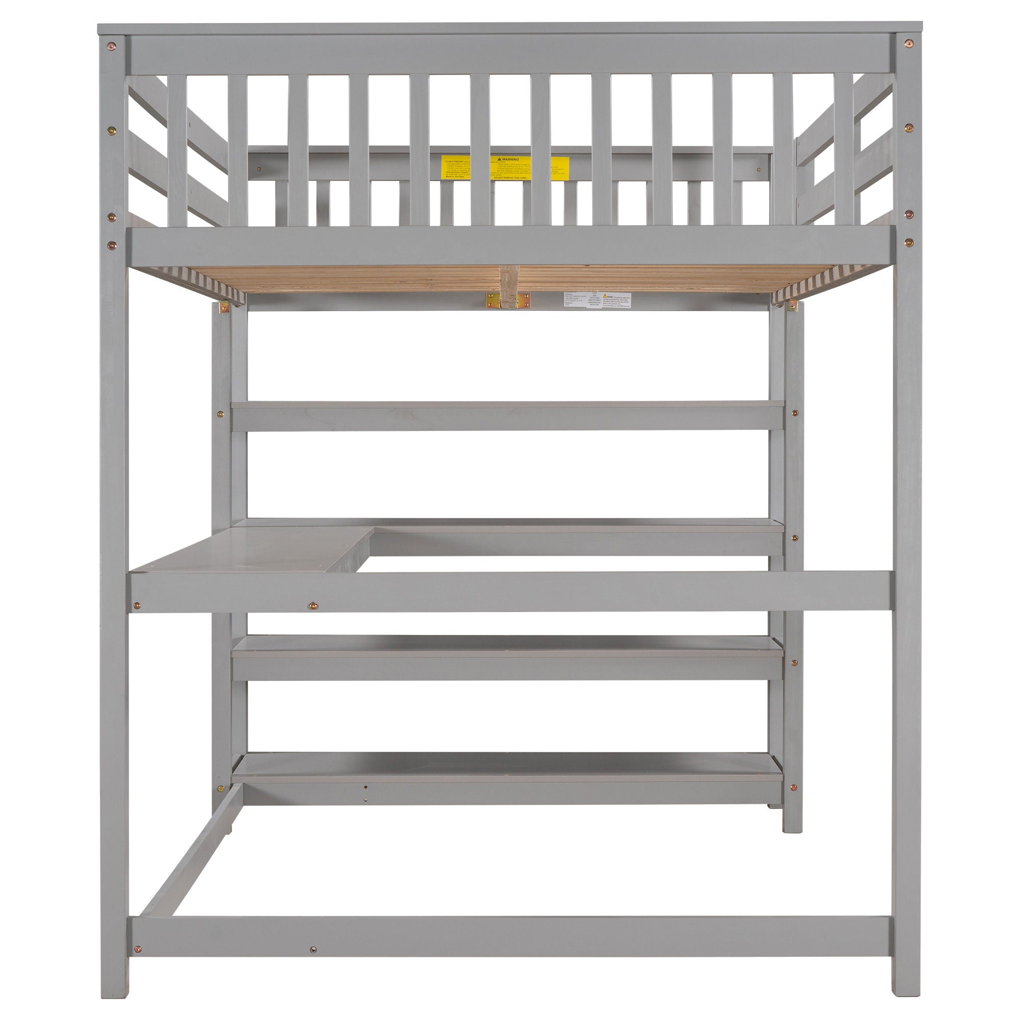 Loft Bed With Storage Shelves And Under Bed Desk