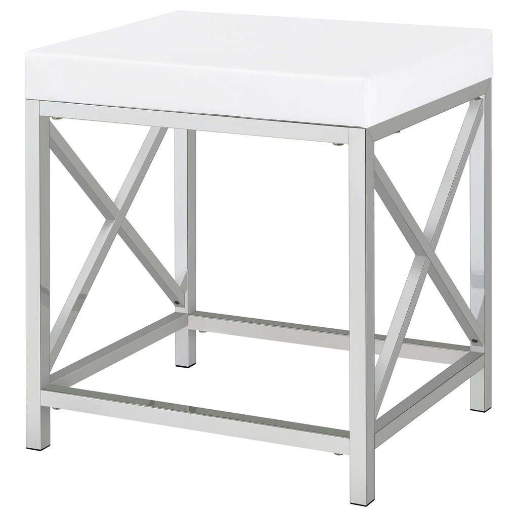 Hamlin - Makeup Vanity Table With Lighted Mirror And Padded Stool - White