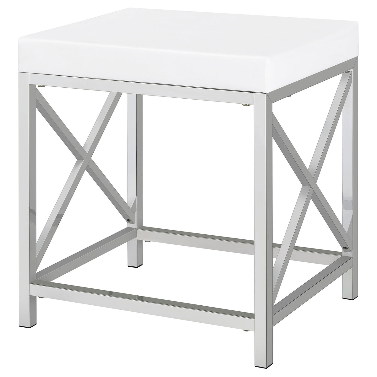 Hamlin - Makeup Vanity Table With Lighted Mirror And Padded Stool - White