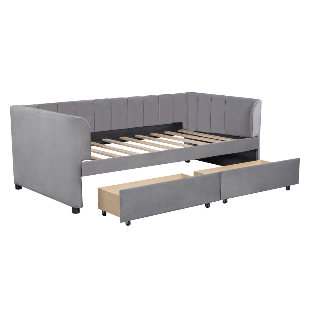 Upholstered Daybed With Ergonomic Design Backrest