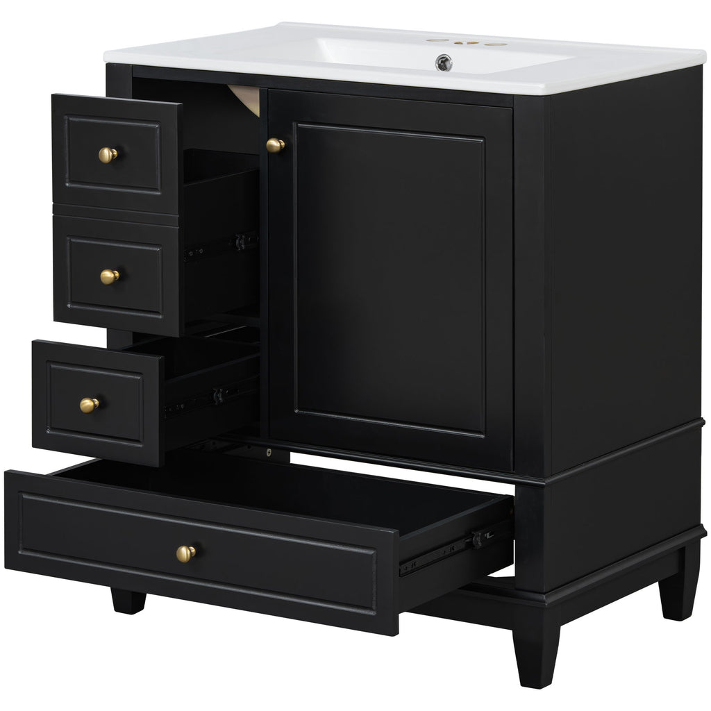 Freestanding Bathroom Vanity With Sink, Soft Close Door, 3 Drawers