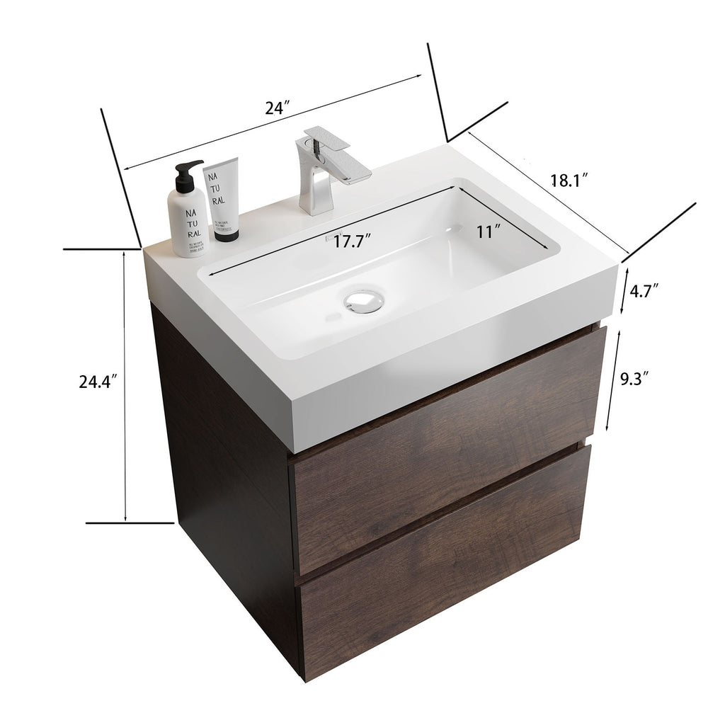 Alice - Bathroom Vanity Wall Mounted With Sink, Large Storage