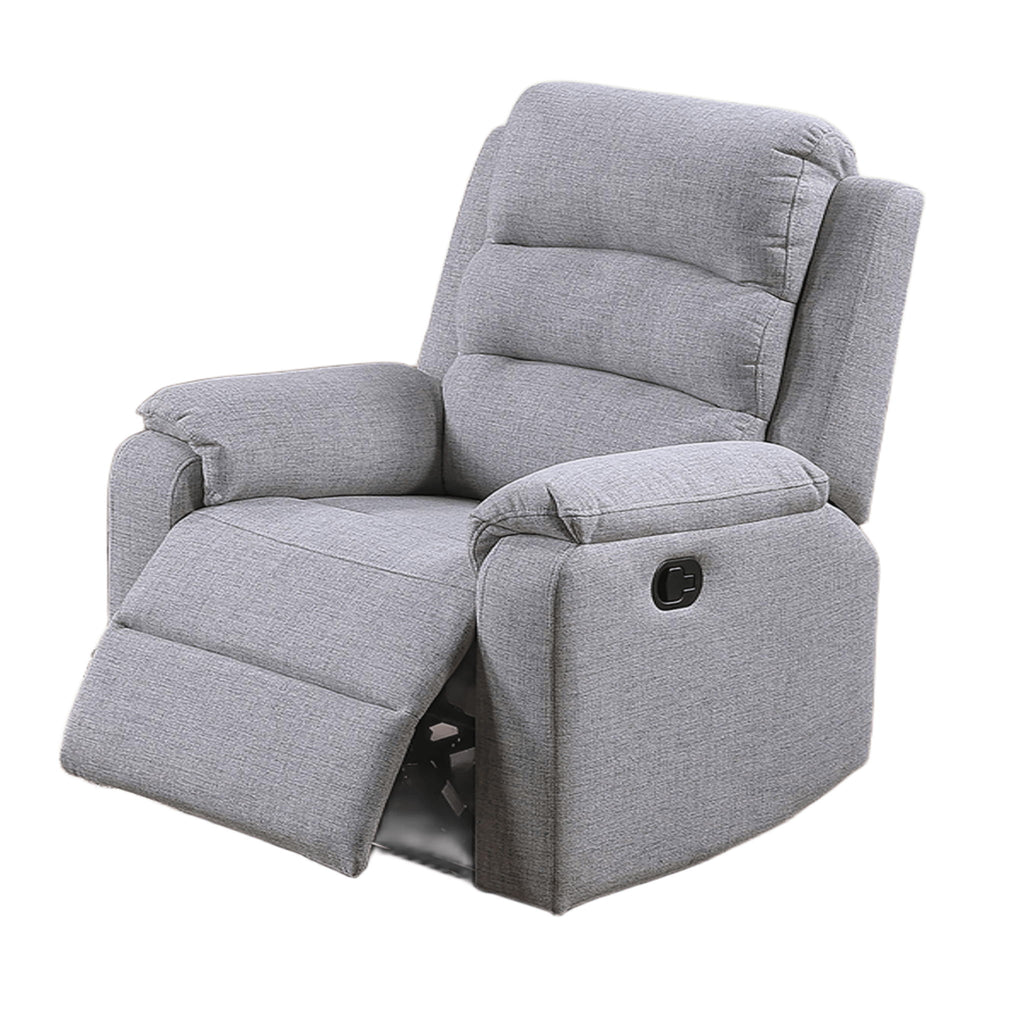 1 Piece Manual Recliner With Padded Seat And Backrest - Gray