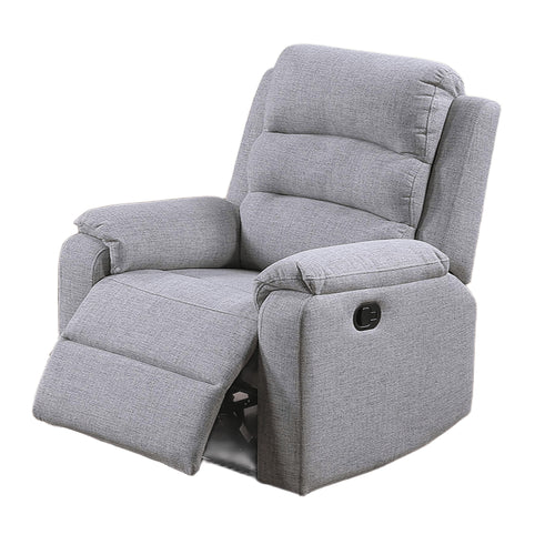 1 Piece Manual Recliner With Padded Seat And Backrest - Gray