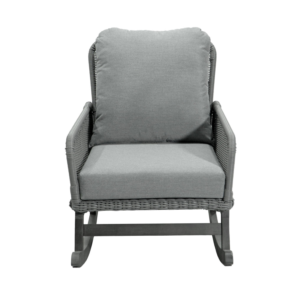 Contemporary Minimalist Wicker Rocking Chair With Soft Cushions