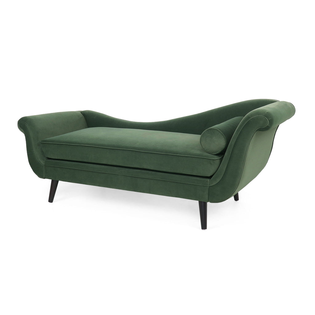 Auroral - Upholstered Chaise Lounge With Scrolled Arms And Tapered Legs