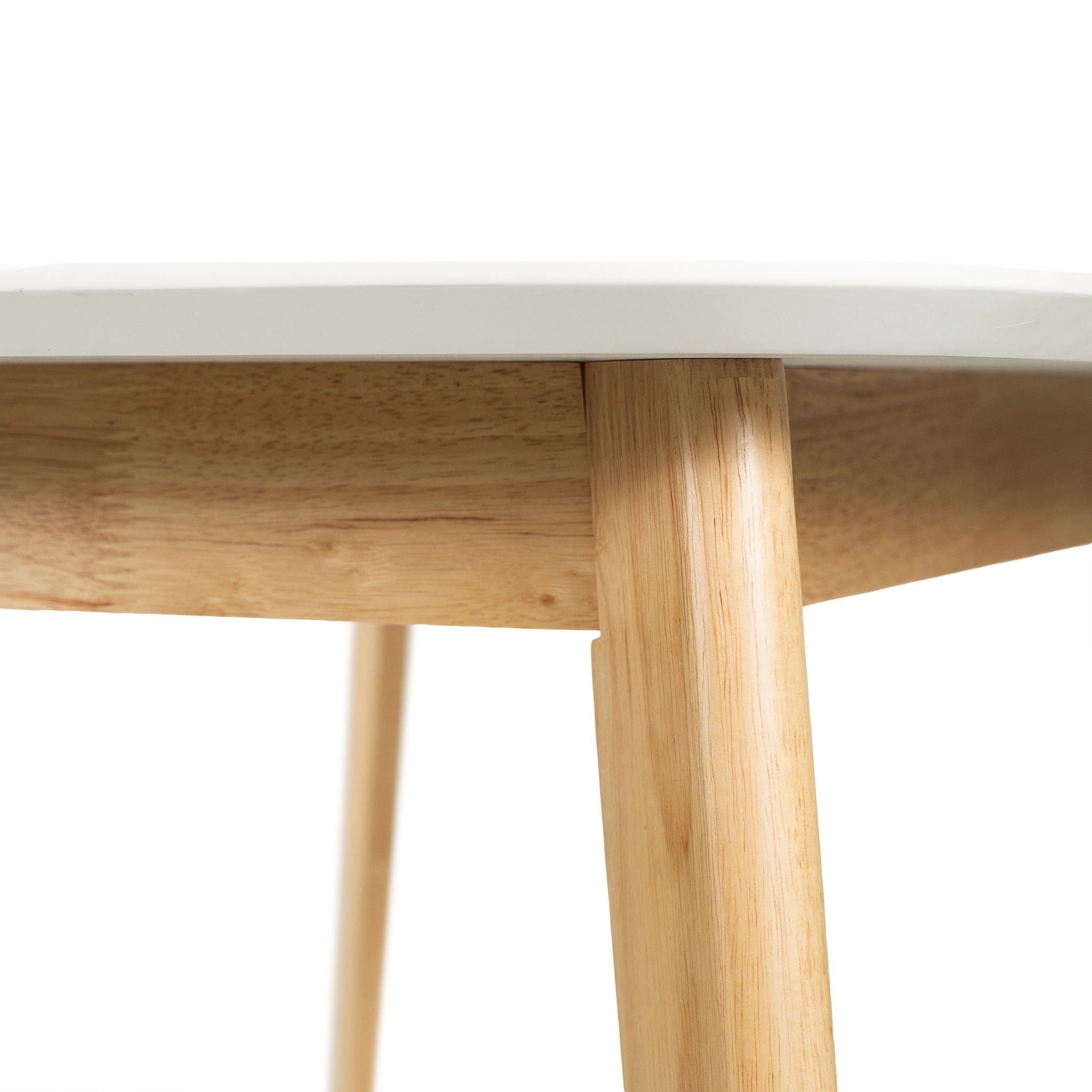 Dining Table With Splayed Rubberwood Legs & Faux Wood Tabletop, - White Oak