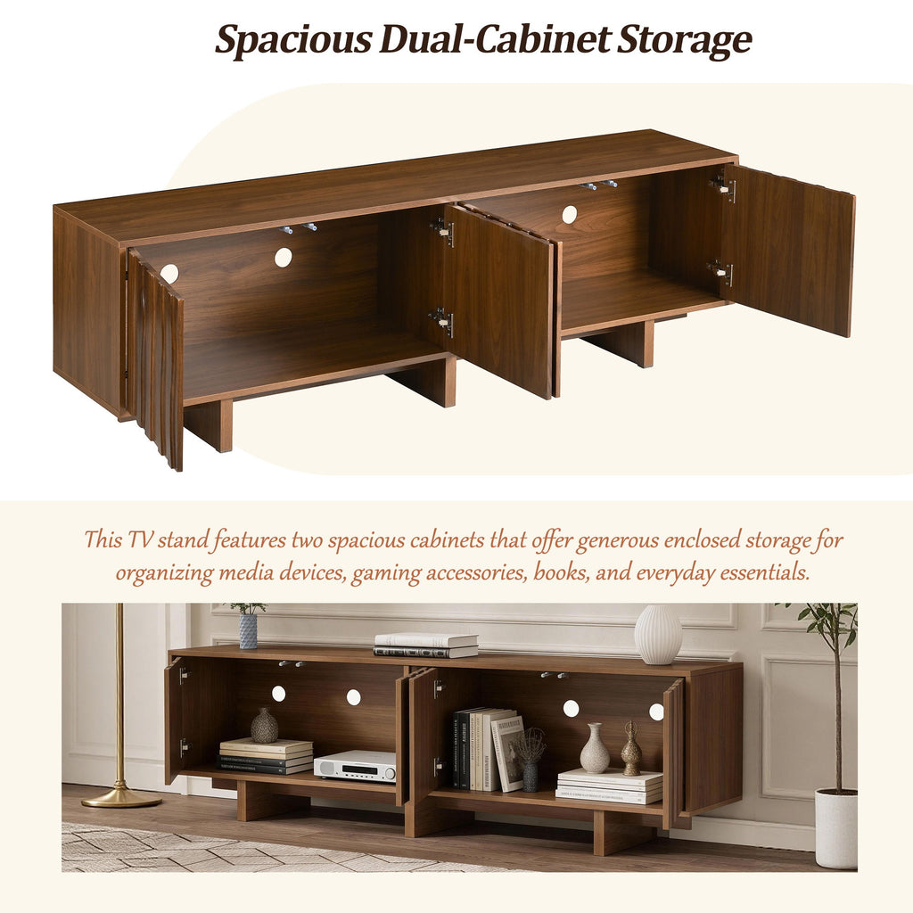 Retro Style TV Stand With Wavy Door