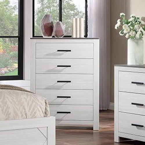 1 Piece Chest 2 Tone Sleek Bar Bedroom Furniture - White