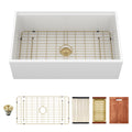 Workstation Single Bowl, Apron Front Kitchen Sink - White
