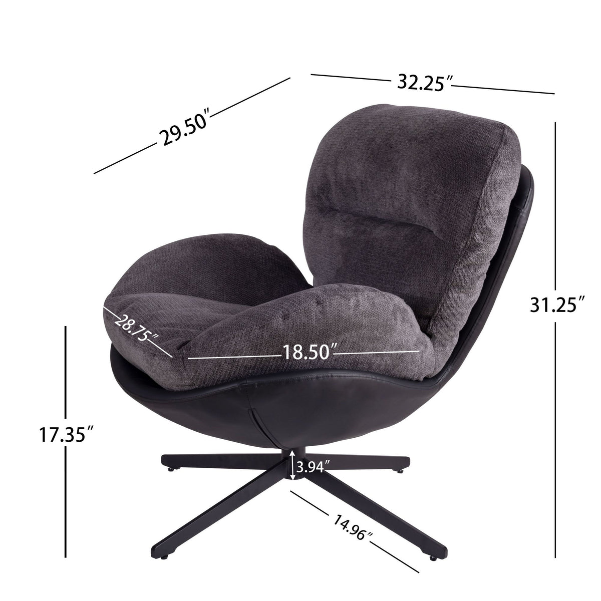 360° Swivel Office Chair, No Wheels