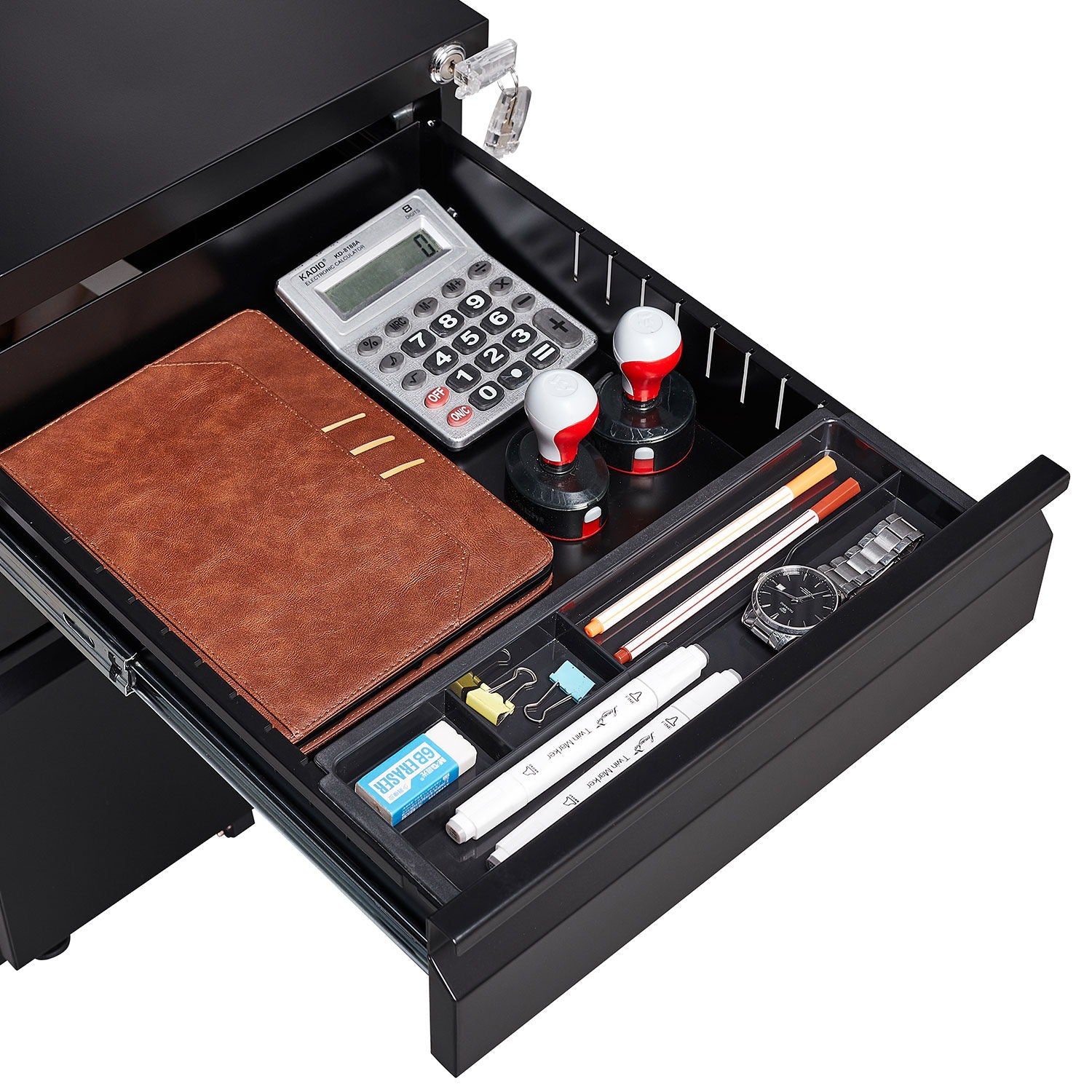 Contemporary 3 Drawer Mobile Filing Cabinet With Lock, Metal Office Storage For Legal / Letter Size