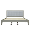 Mid Century Modern Platform Bed With Upholstered Headboard