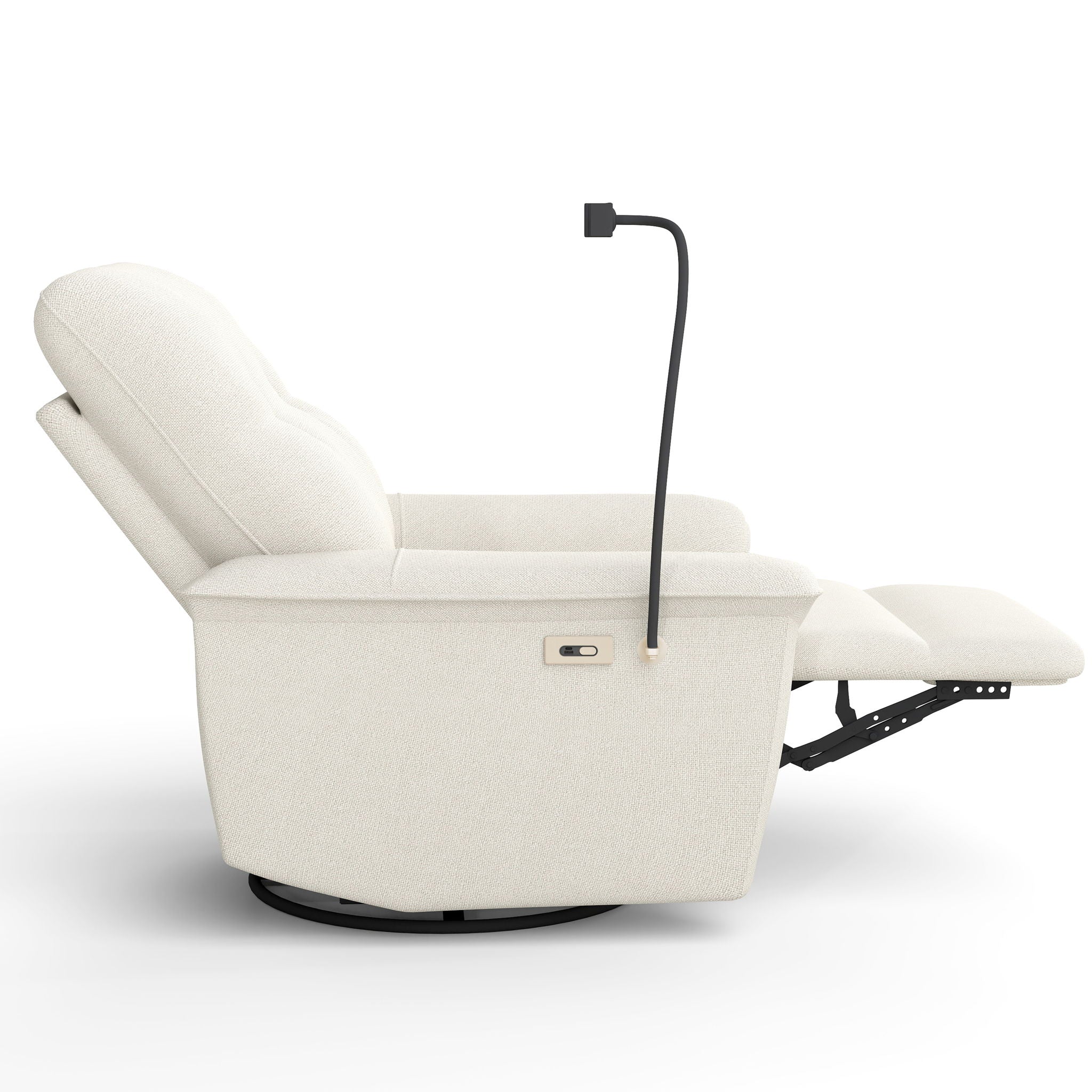 270° Power Swivel Rocker Recliner Chair With Phone Holder, Electric Glider Reclining Sofa With USB Ports For Living Room Bedroom - Beige