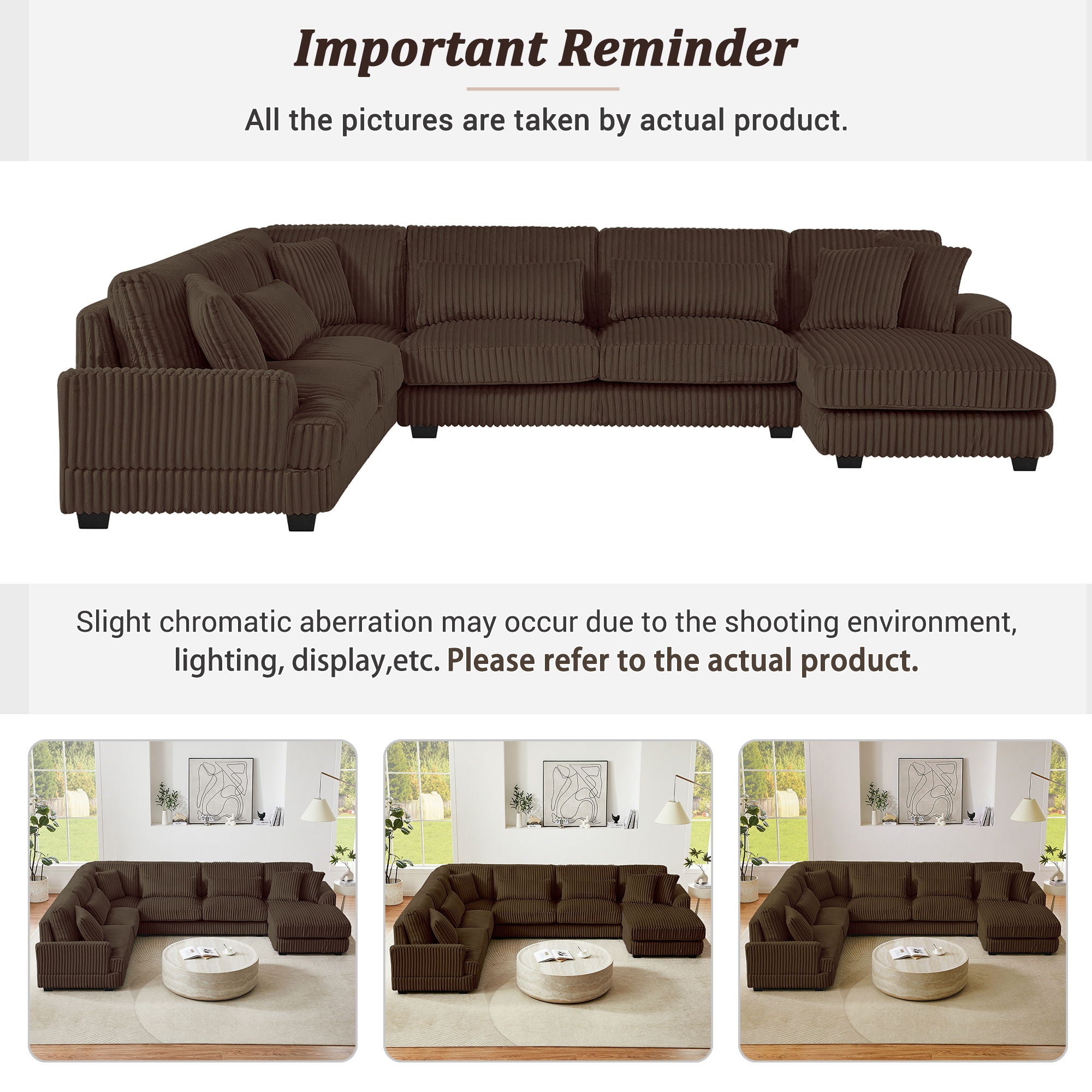 Oversized Sectional Sofa U - Shaped Sofa Couch Modern Sofa Upholstered In Soft With A Chaise Lounge For Living Room