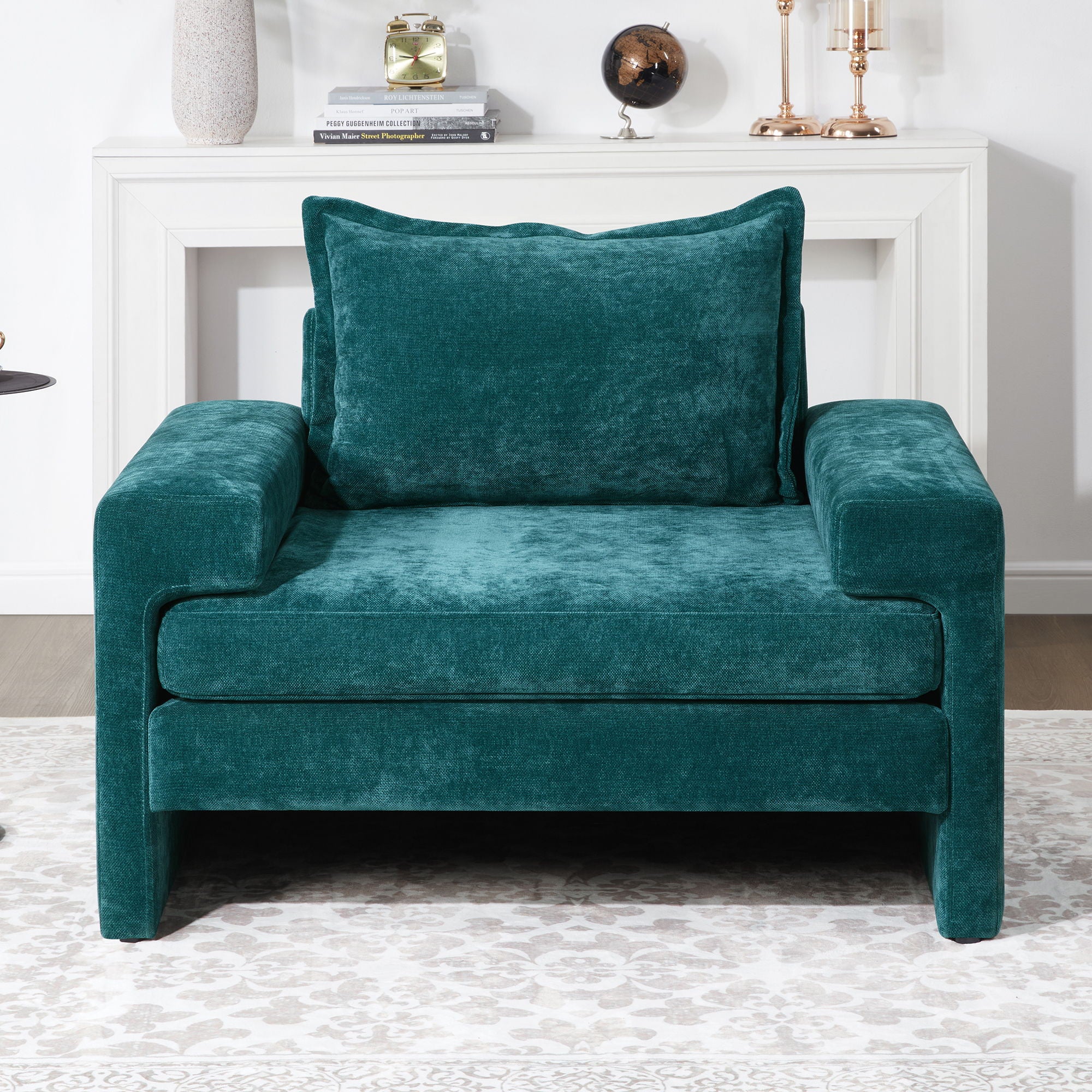 Upholstered Accent Chair With Wide Armrests And Ergonomic Back Support