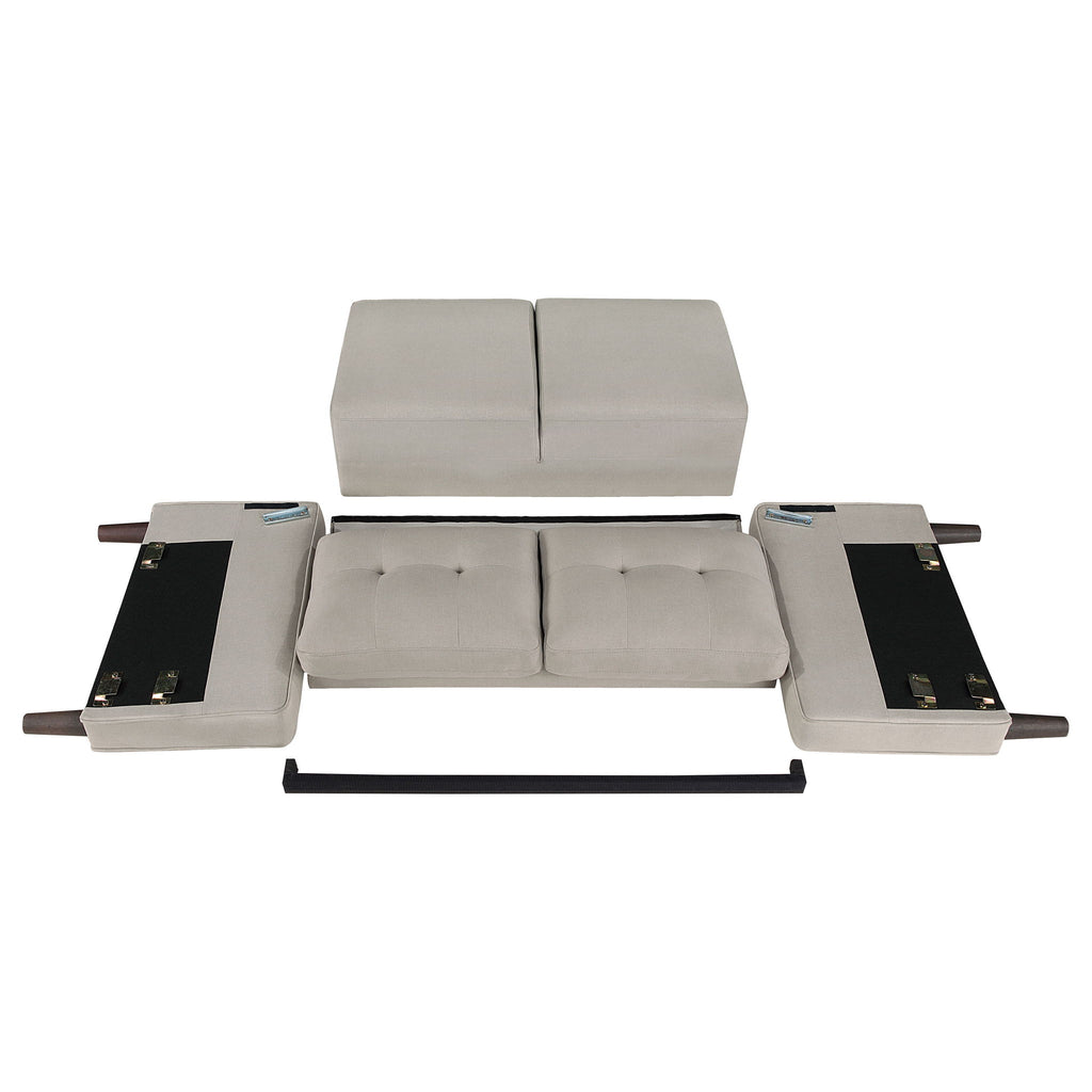 Harvey - 2 Piece Upholstered Tufted Sofa Set - Beige