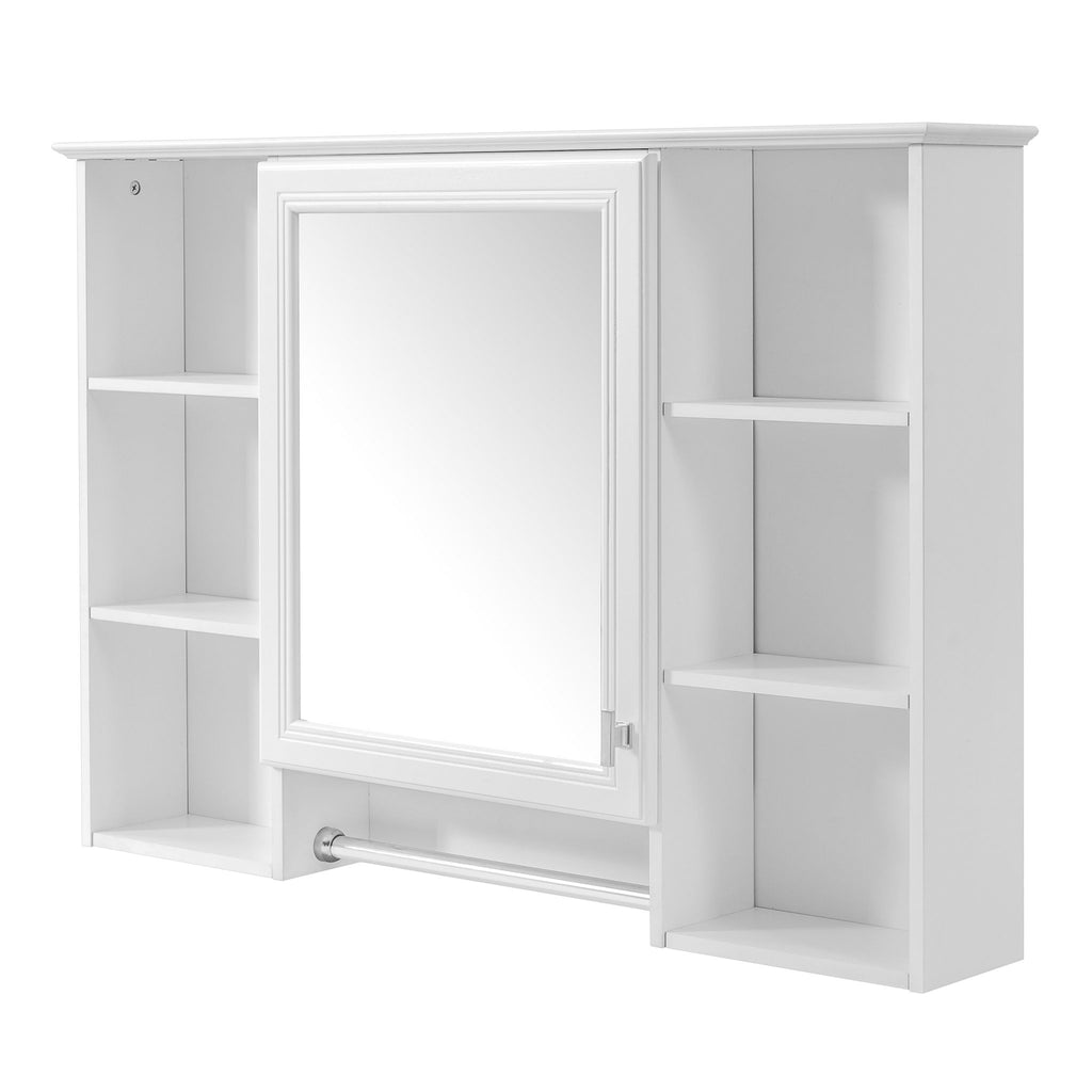 3 In 1 Modern Bathroom Mirror Cabinet With Adjustable Shelf, Soft Close Door, High Definition Mirror & Towel Bar