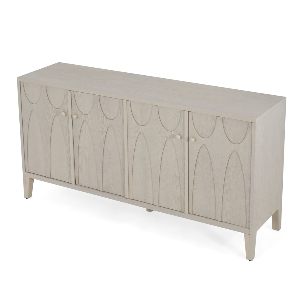 Wood Sideboard With Adjustable Shelves And Storage Cabinet - White Washed