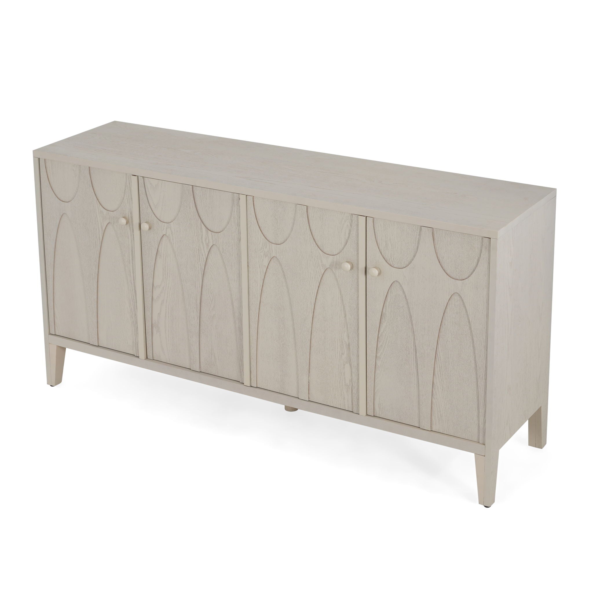 Wood Sideboard With Adjustable Shelves And Storage Cabinet - White Washed