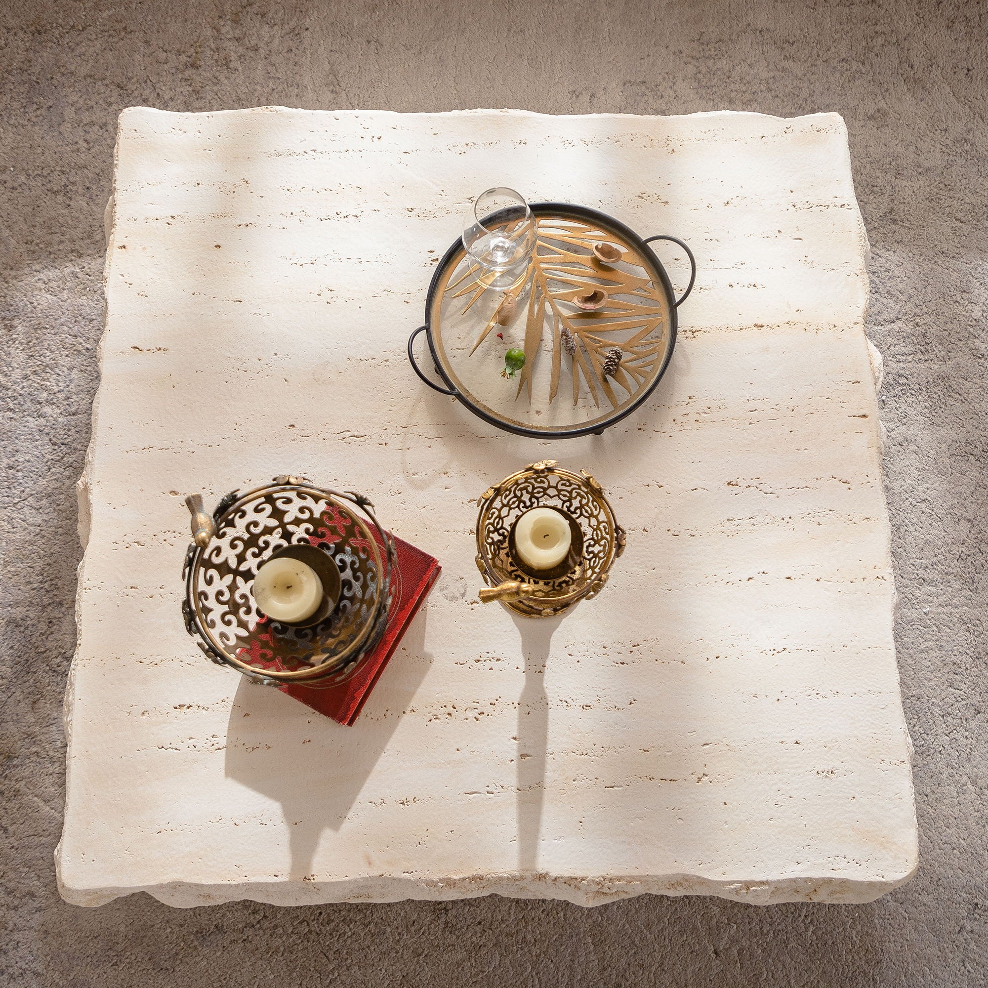 Square Coffee Table Design Living Room Office Furniture - Light Beige