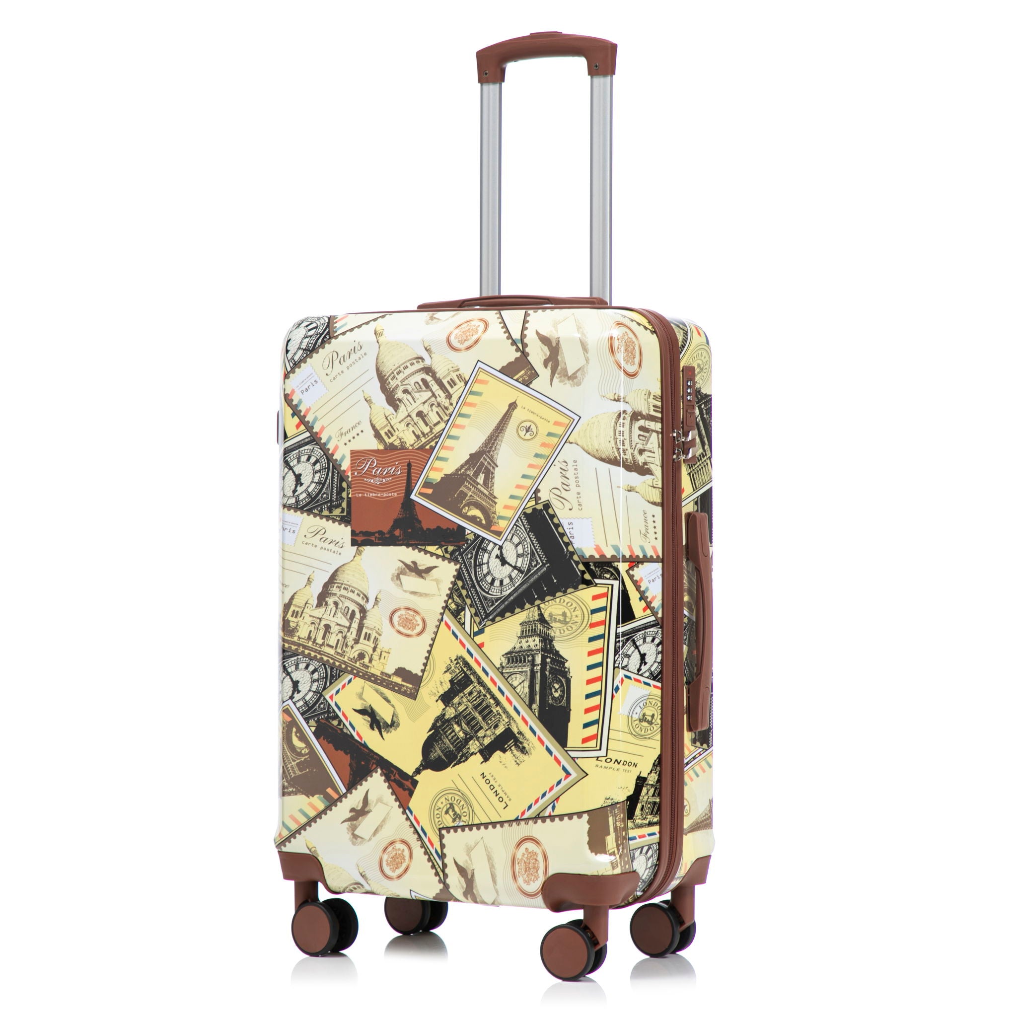 3 Piece Spinner Luggage Set 20" / 24" / 28" With Combination Lock And Silent Wheels - Black / Vintage
