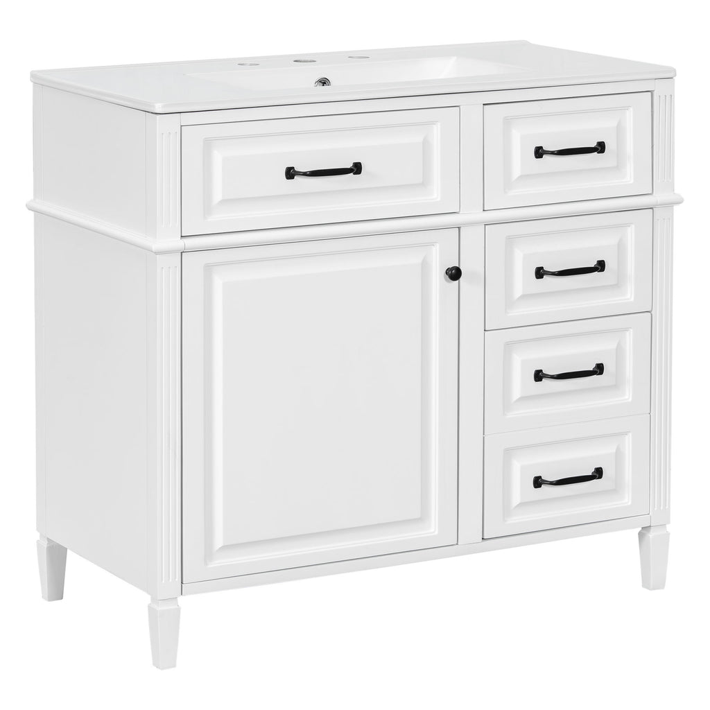 Modern Bathroom Vanity With Sink Top, Flip Drawer Design