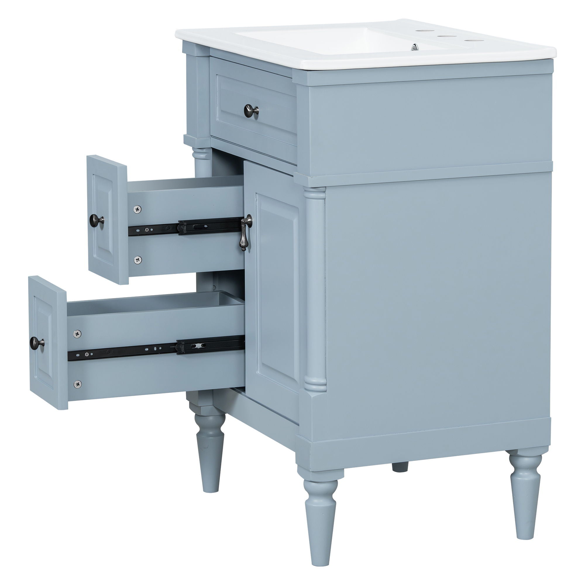 Freestanding Bathroom Vanity With Sink, Adjustable Shelf & Flip Drawer