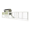 Chicken Coop, Large Outdoor Hen House With Run And Nesting Box Poultry Cage, Rabbit Hutch - Gray Green
