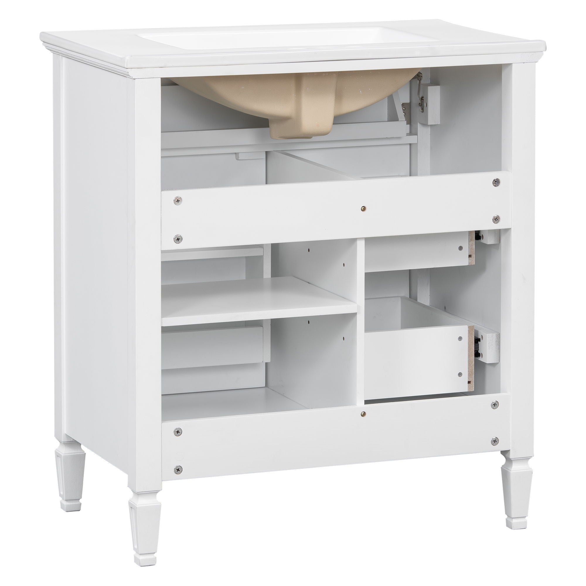 Modern Bathroom Vanity With Sink, 1 Flip Drawer And 2 Drawers, Adjustable Shelf