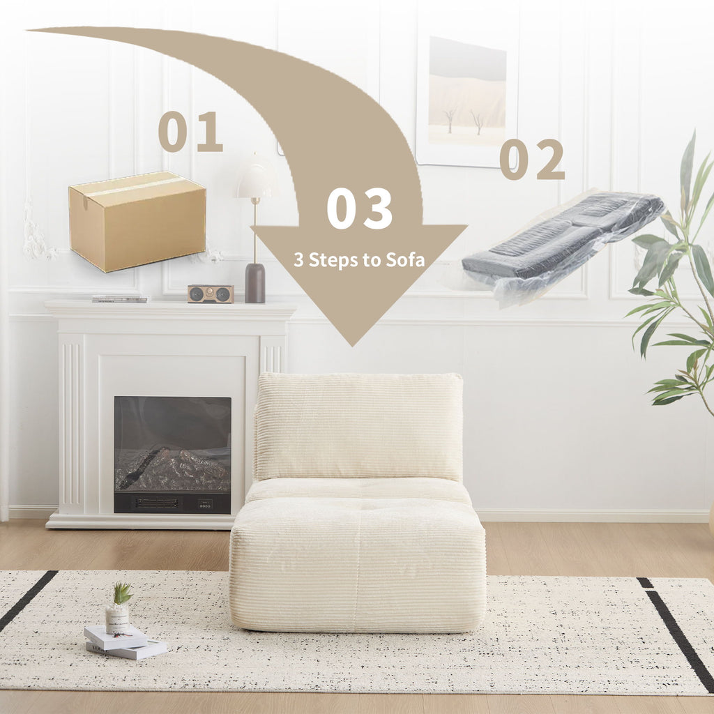 Single Chaise Longue With Movable Ottoman For Living Room