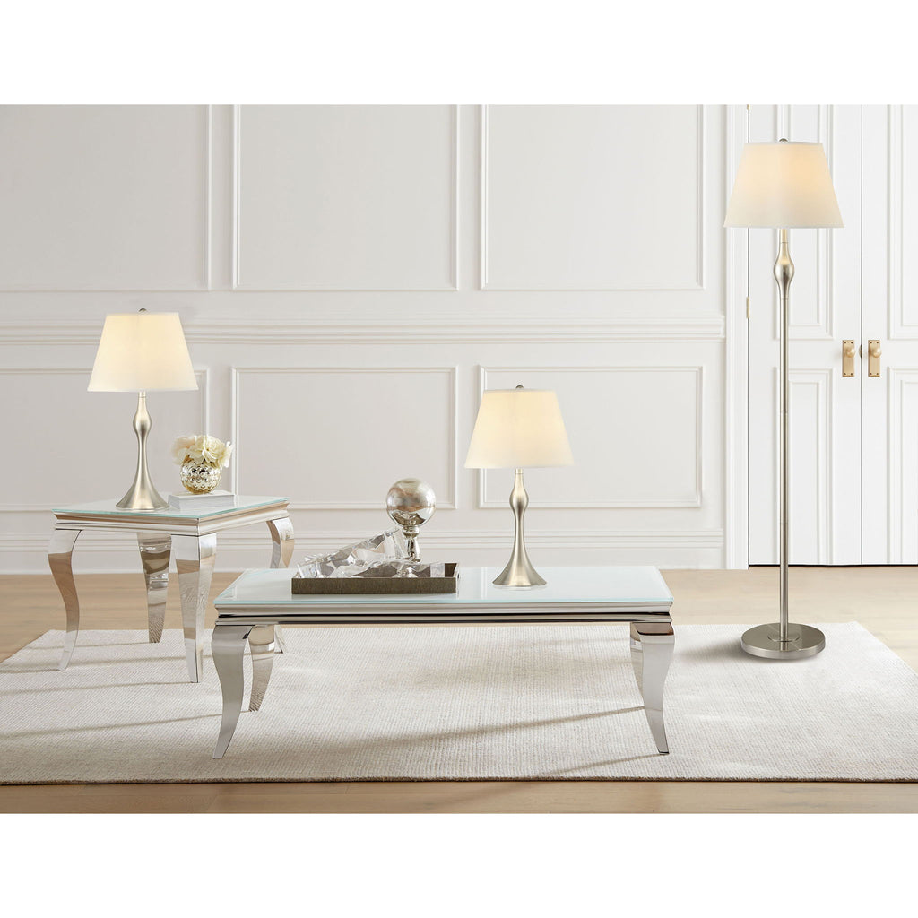 3 Piece Lamp Set, Floor Lamp And 2 Table Lamps - Silver