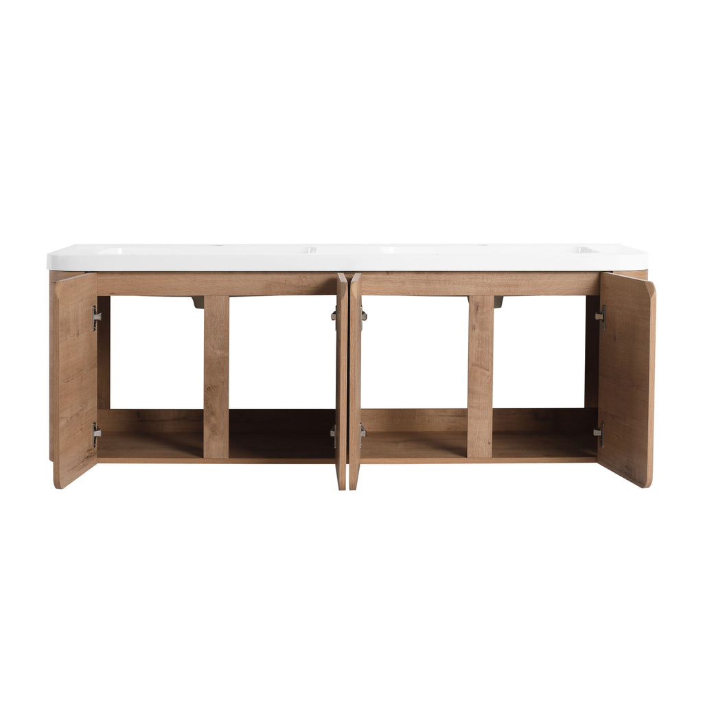 Wall Mounted Bathroom Vanity With Sink, 3 Soft Close Doors