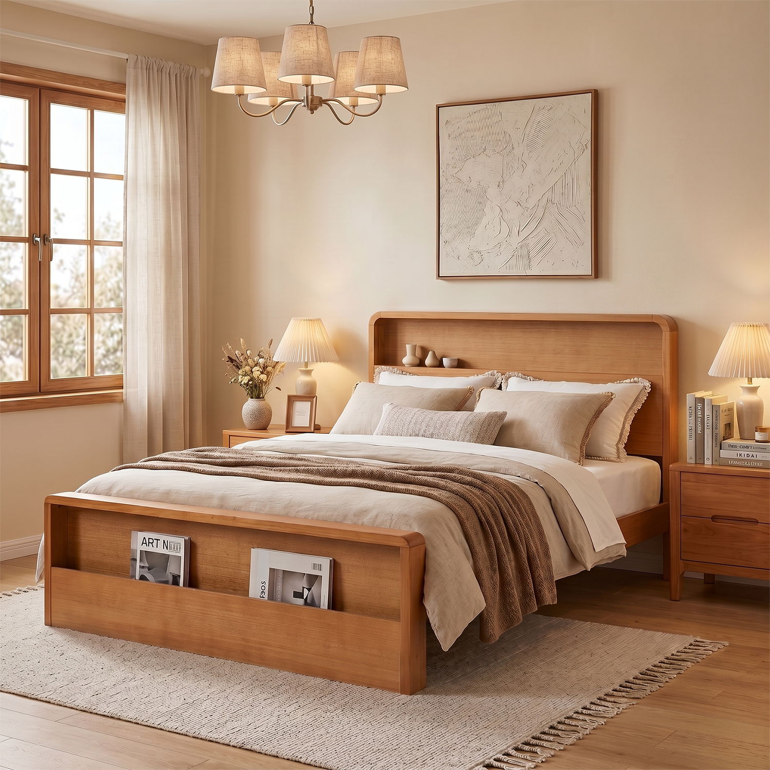 Bed Frame With Dual Open Storage Headboard And Footboard