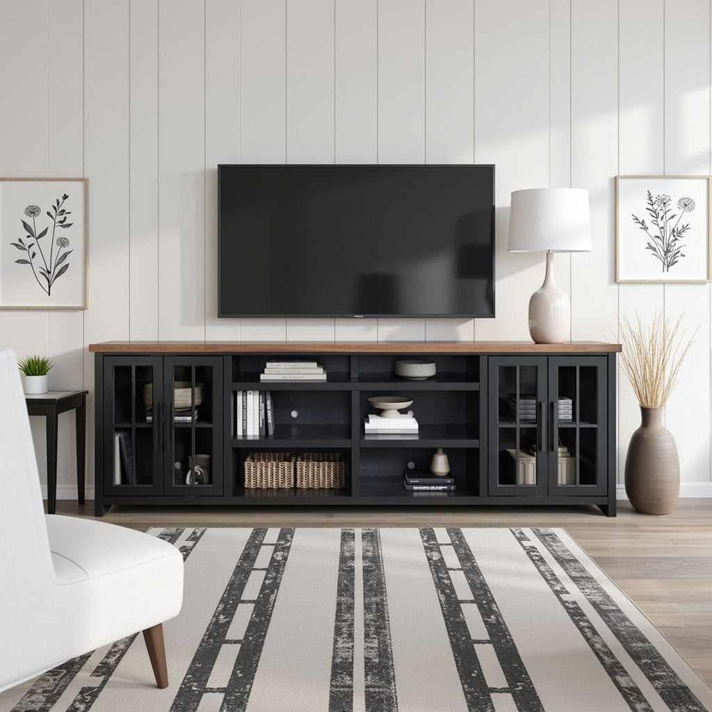 TV Stand Console For TVs Up To 100" - Black / Whiskey