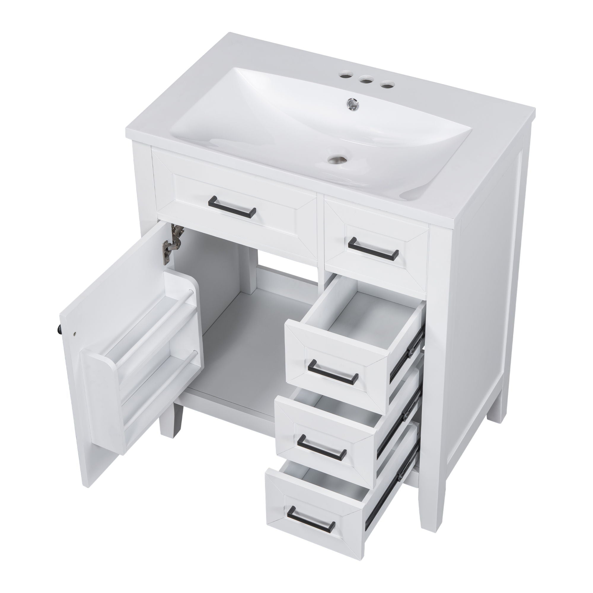 Modern Bathroom Vanity With Sink Combo, 3 Drawers, Undermount Drop-In Sink