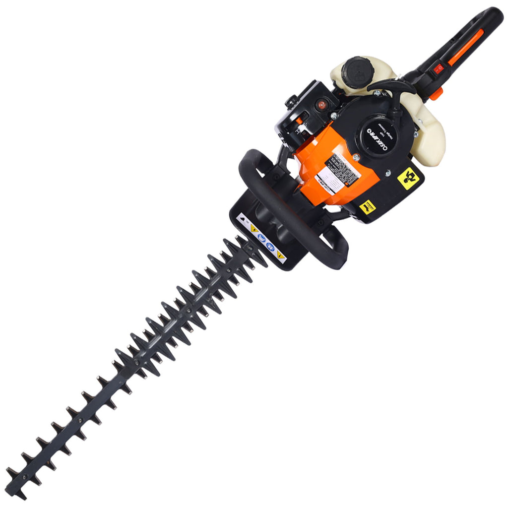 26Cc Gas Powered Hedge Trimmer With Double Sided Blade And Recoil Start - Orange